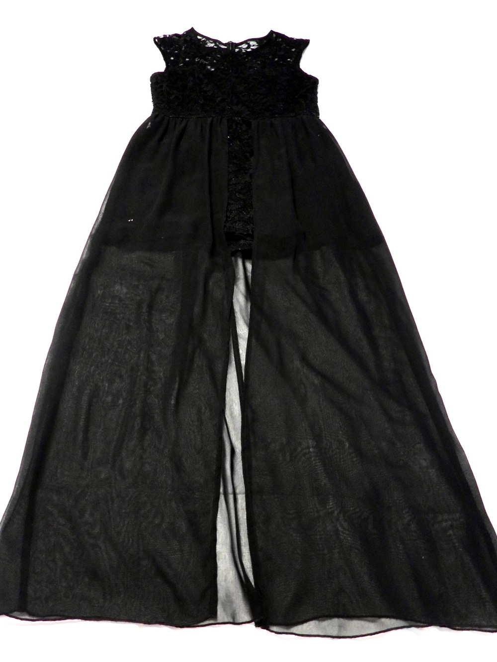 Sweet Storm Black Lace Maxi Dress with Sequins and shorts L